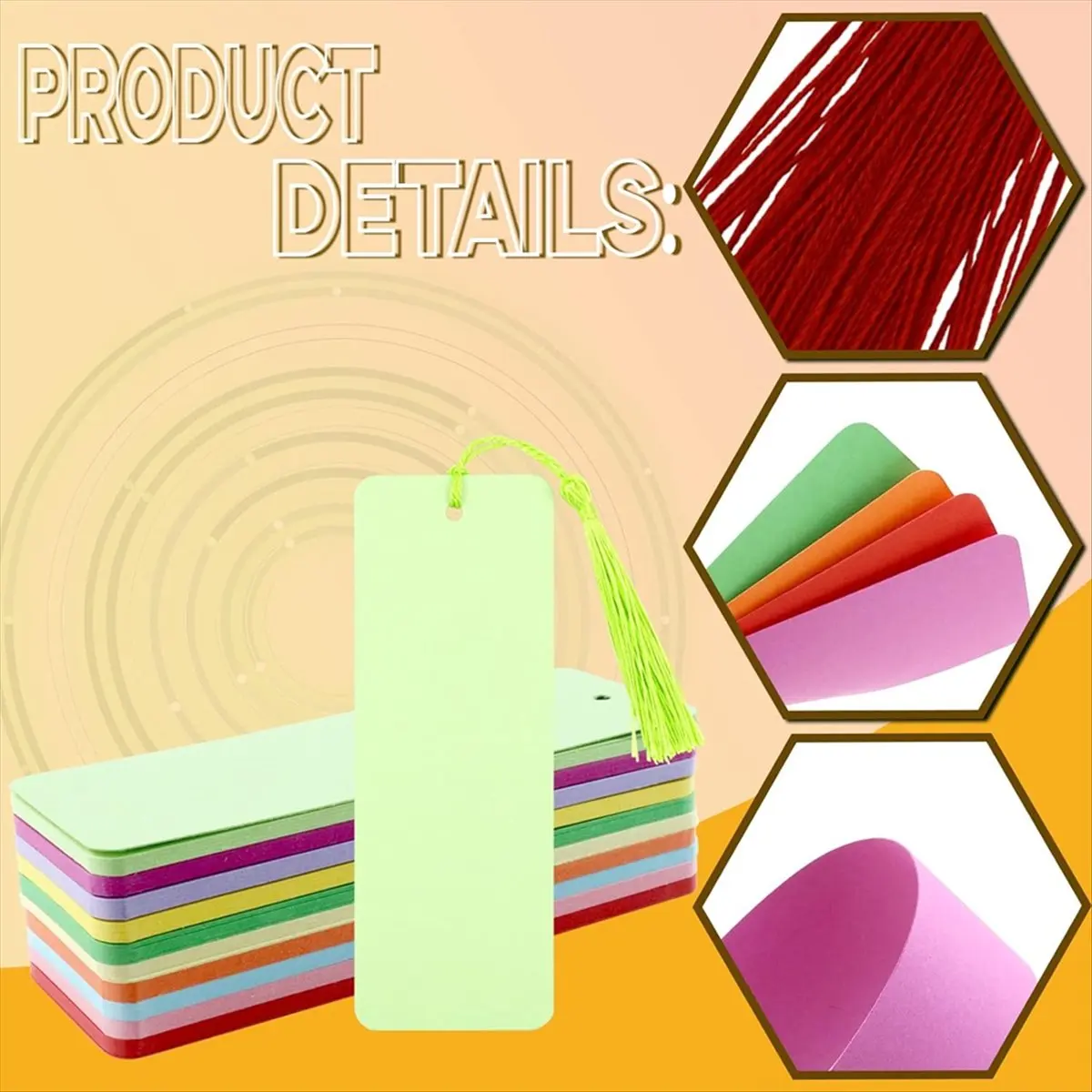 A63K& 100 Pack Blank Color Bookmarks Cardstock with 100 Pcs Colorful Tassels, Craft DIY Paper Bookmarks for DIY Craft Projects