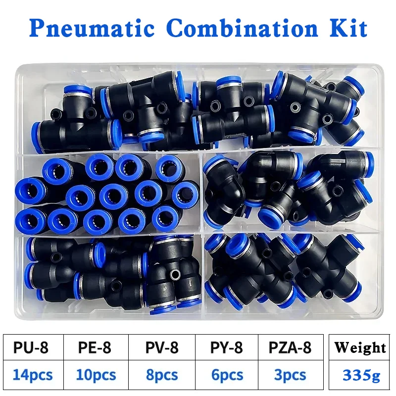 

41 PCs Boxed PU-8/PE-8/PZA-8/PY-8/PV-8/PG-8/PK-8 Pneumatic Connectors Kit 8mm 6mm Outer Diameter of the Hose Pipe Tube Air