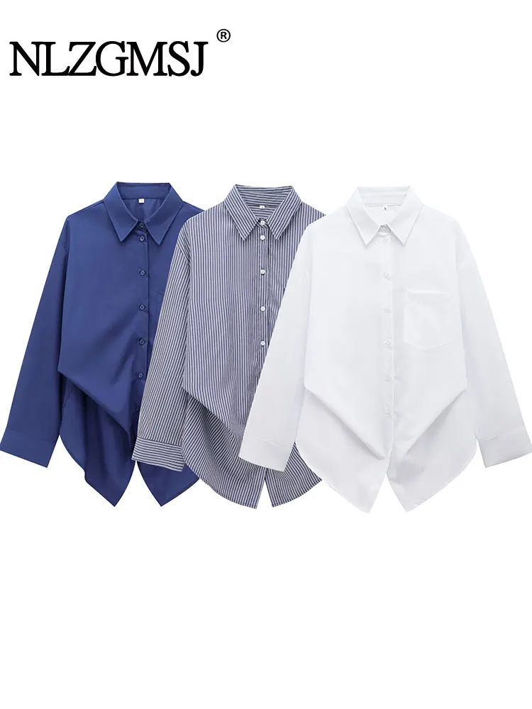 

Весна-лето 2022, женские повседневные шикарные рубашки, полосатые однобортные свободные блузки, модные элегантные рубашки, топы