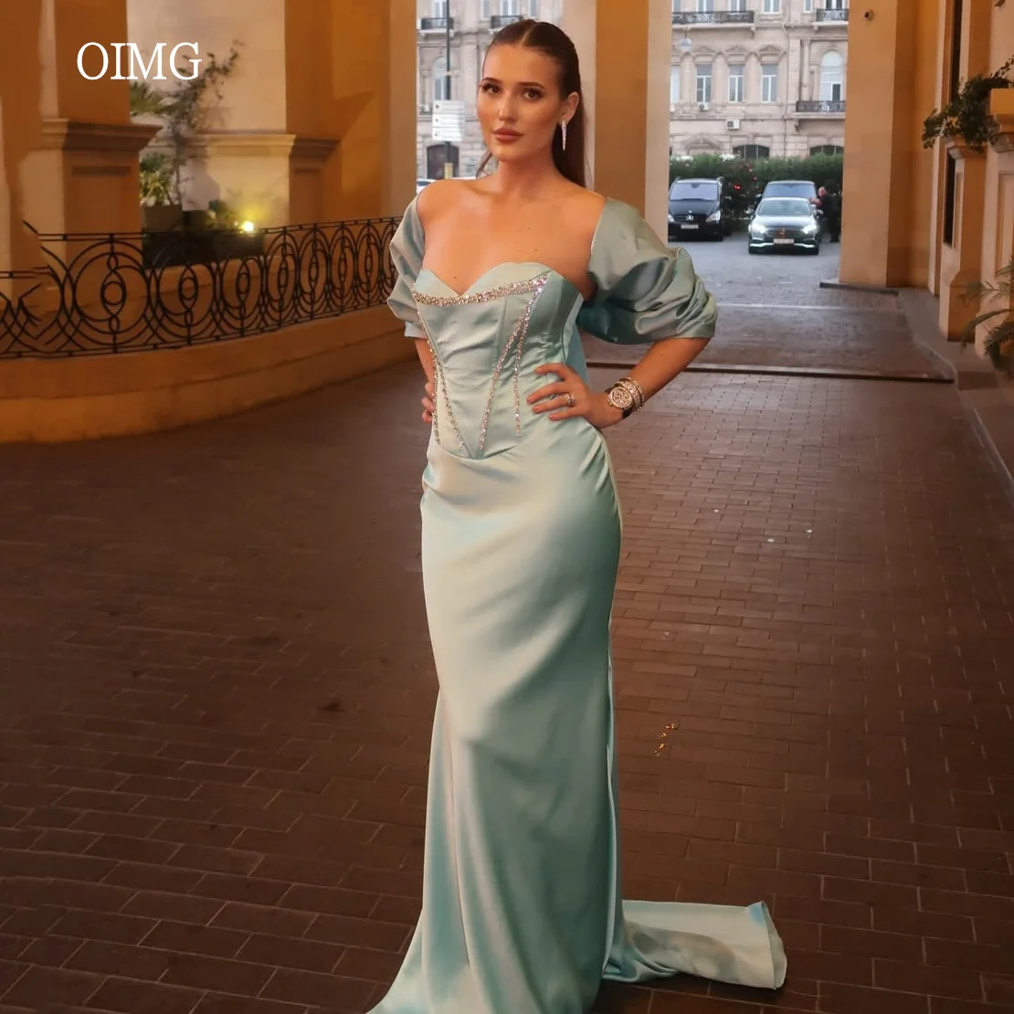 

OIMG Modern Sweetheart Neck Beaded Mermaid Prom Gowns Off The Shoulder Party Gown Floor Length Evening Dress Customized