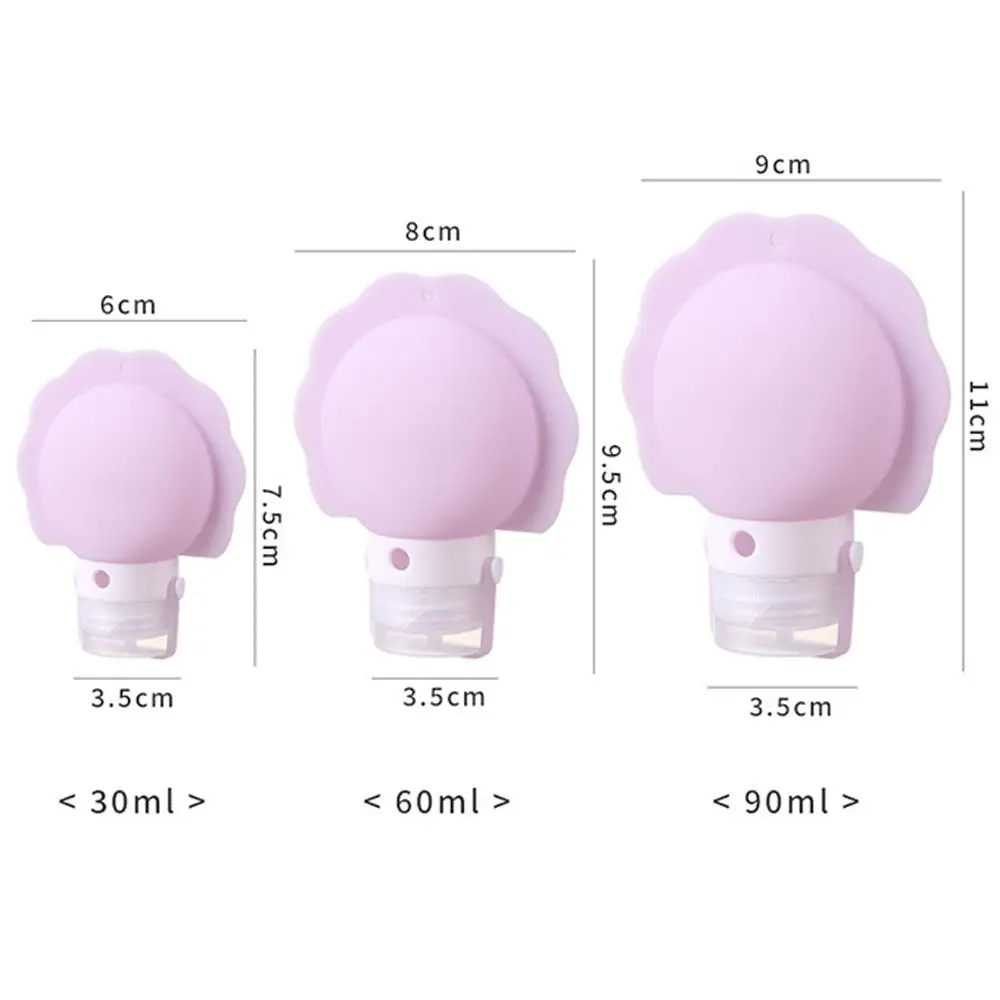 Garrafa de loção cosmética de silicone, subengarrafamento de shampoo à prova de vazamento, garrafa de lavagem corporal recarregável, viagem e casa, 3pcs, 30 ml, 60 ml, 90ml