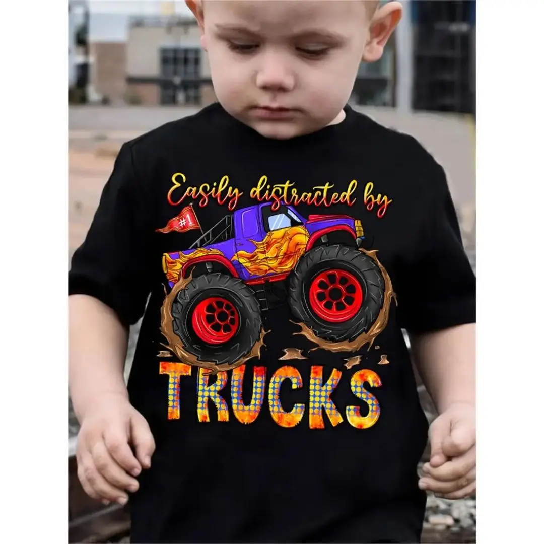 Summer Children pure cotton Top car cartoon Print Kids Short Sleeve Girls T Shirts Boys' Clothing  Child Casual O-Neck T-Shirt