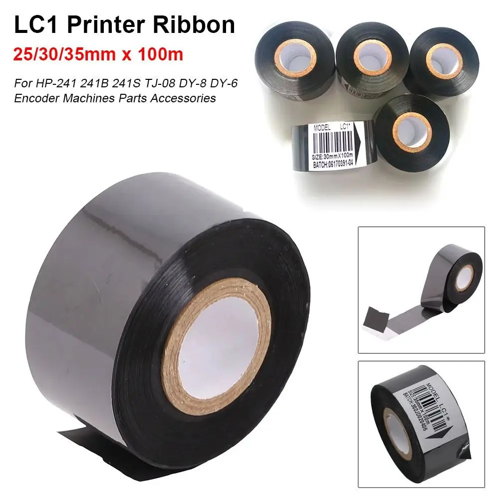

1 рулон черной ленты для принтера LC1, 25/30/35 мм, 100 м, лента для принтера, термокодировальная печатная машина, детали