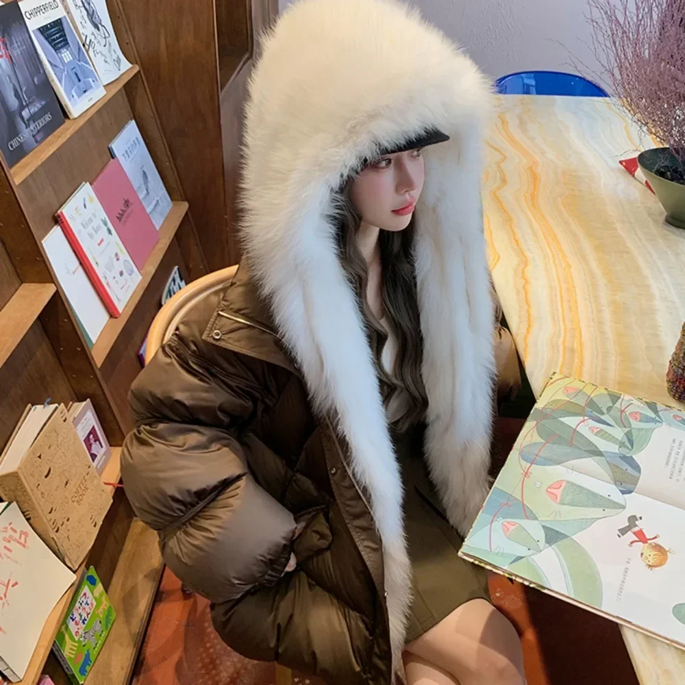 2024 New Winter Detachable Real Fox Fur Jacket White Goose Down Coat Women Warm Full Fox Fur Hooded Fashion Casual Down Coat