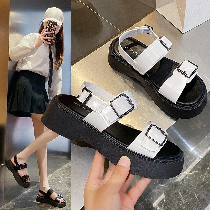 Summer Sandals Gladiators for Women Platform Open Toe Beach Shoes Designer Buckle Strap Comfortable Party Sandalias Mujer 2022