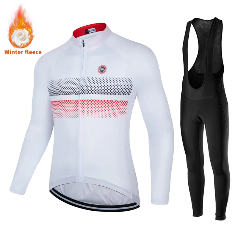 New Winter fleece Cycling Jersey Set Men Long Sleeves Bike Suit 19D Gel Pad Pants MTB Maillot Ciclismo Fleece Bicycle Uniform