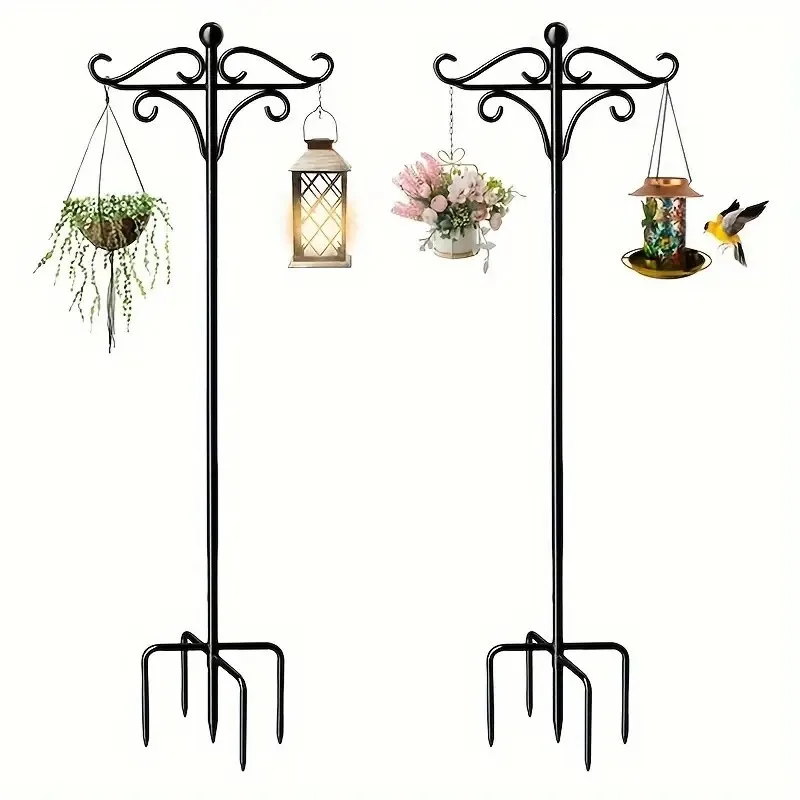 Outdoor Iron Ground Stake Hook, Hanger for Flower Pot Lantern, Yard Patio Garden Decor Stand