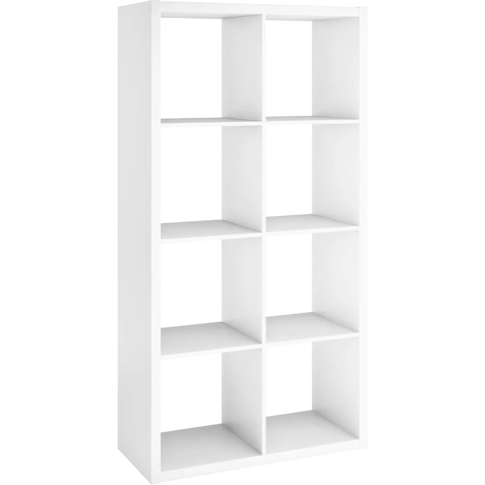 

8 Cube Storage Shelving Unit, White 9.84"D x 46.26"W x 0.59"H