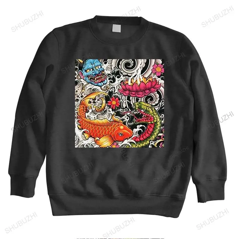 Trendy Yakuza Fish And Snake hoodie Men long sleeves sweatshirt spring Japan Dragon Gangster sweatshirts Tops Graphic hoodies