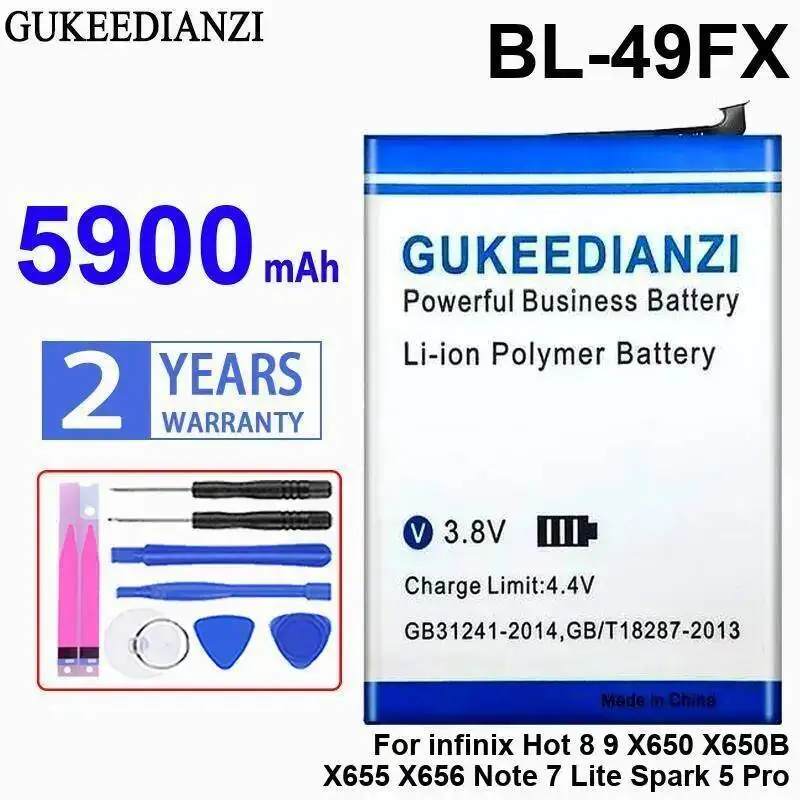 

Аккумулятор мобильного телефона BL-49FX 5900 мАч для Infinix Hot 8 9 X650 X650B X655 X656 Note 7 Lite Spark 5 Pro