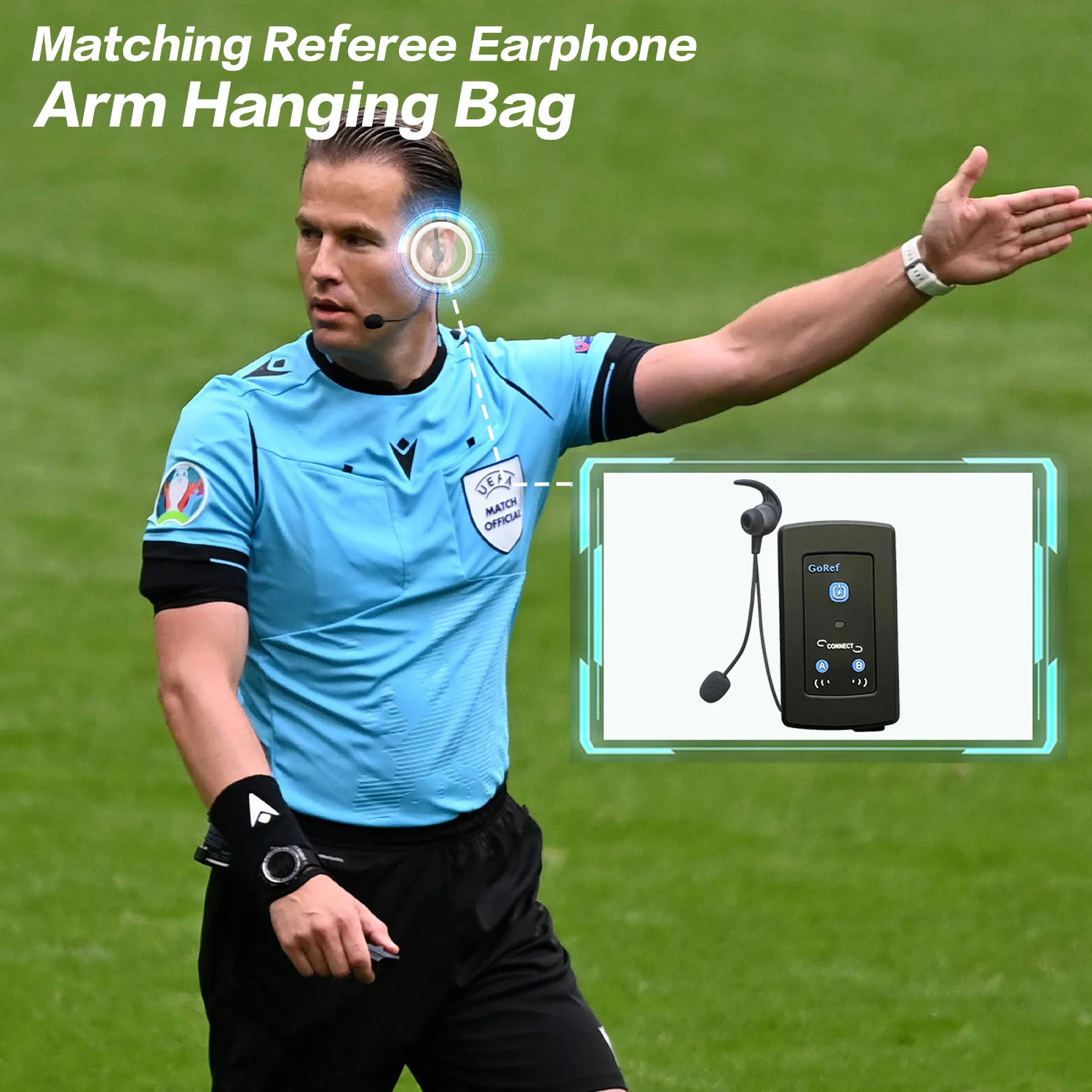 GoRef Football Referee Intercom Headset Bluetooth 5.1 4-People Referees Full Duplex 1500M Talking Interphone Box IP65 Waterproof