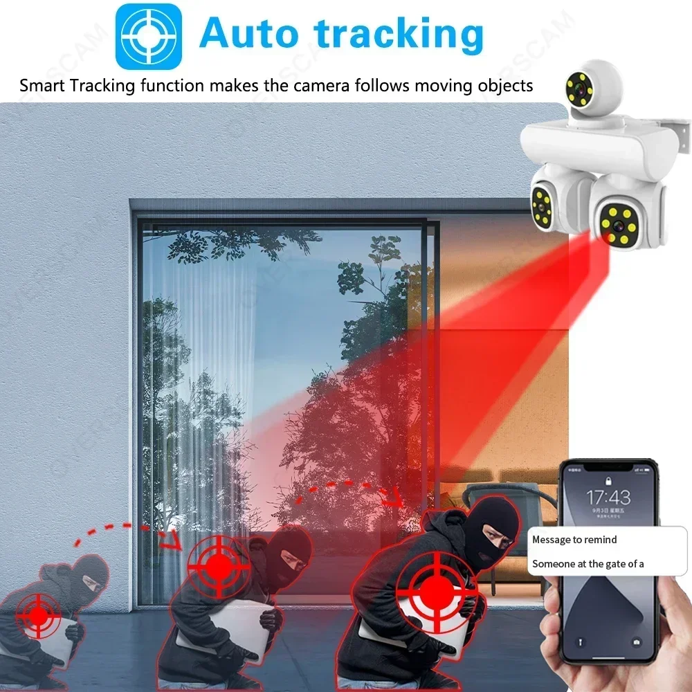 15MP 4K PTZ Wifi IP Camera with Three Screen Auto Tracking Color Night Vision Outdoor Wireless CCTV Security Surveillance Camera