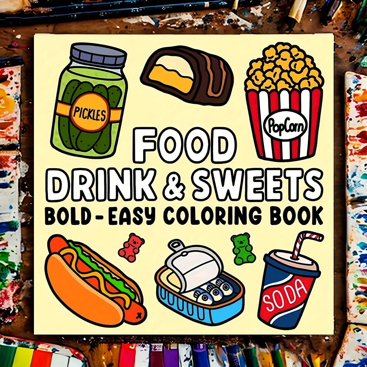 

FOOD DRINK SWEETS Bold-simple Patterns Coloring Book for Adults And Teens Lovely Sketch Book Great Gift for Party and Birthday
