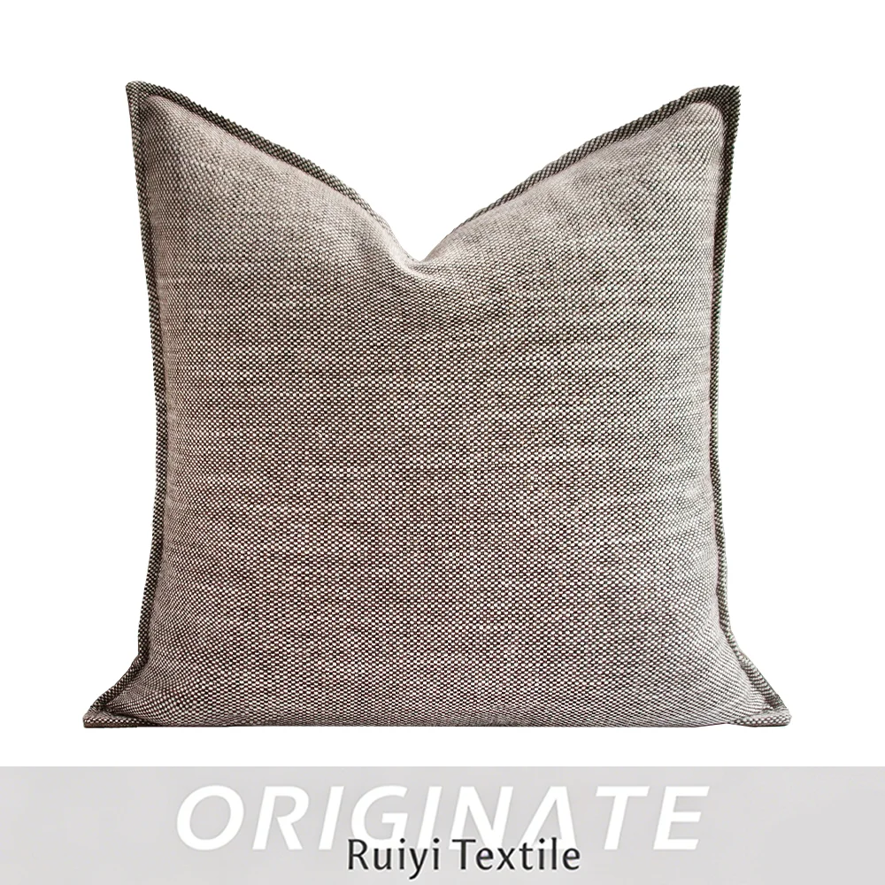 RUIYI Neutral Brown Linen Textured Throw Pillow Cover 45X45 Farmhouse Decor Sofa Couch Pillow Case for Living Room Bedroom Hotel