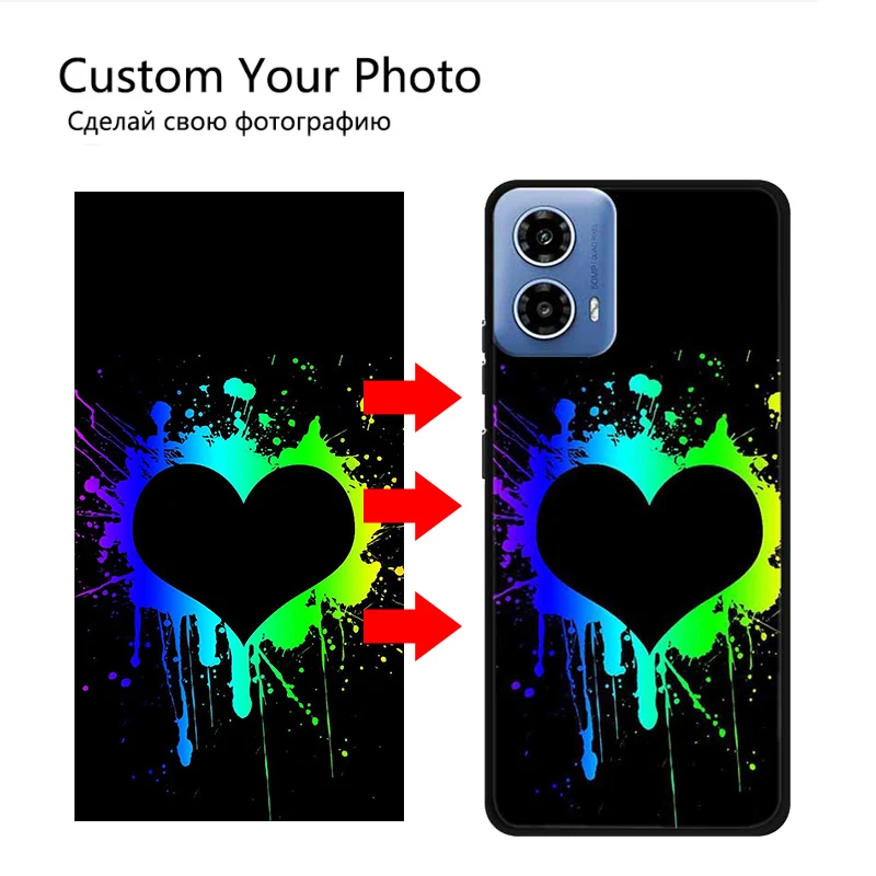 Customized DIY Photo Text Phone Cases For Motorola Moto G34 G04 G62 G04s G55 G35 5G E14 Black Cover Custom Picture Name Design
