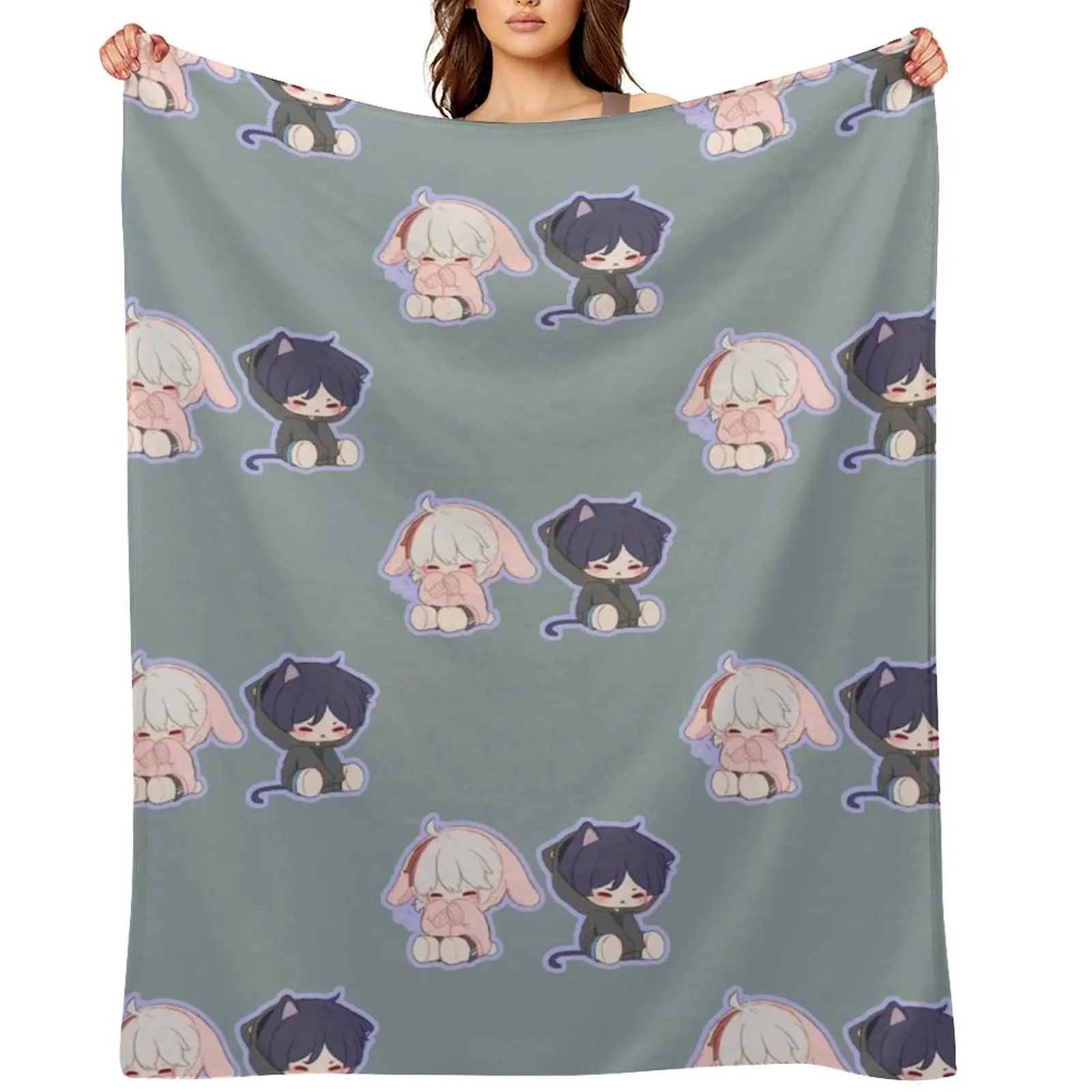 

Scaramouche et kazuha Casquette Throw Blanket Soft Big warm for winter Sleeping Bag Sofa Quilt Blankets