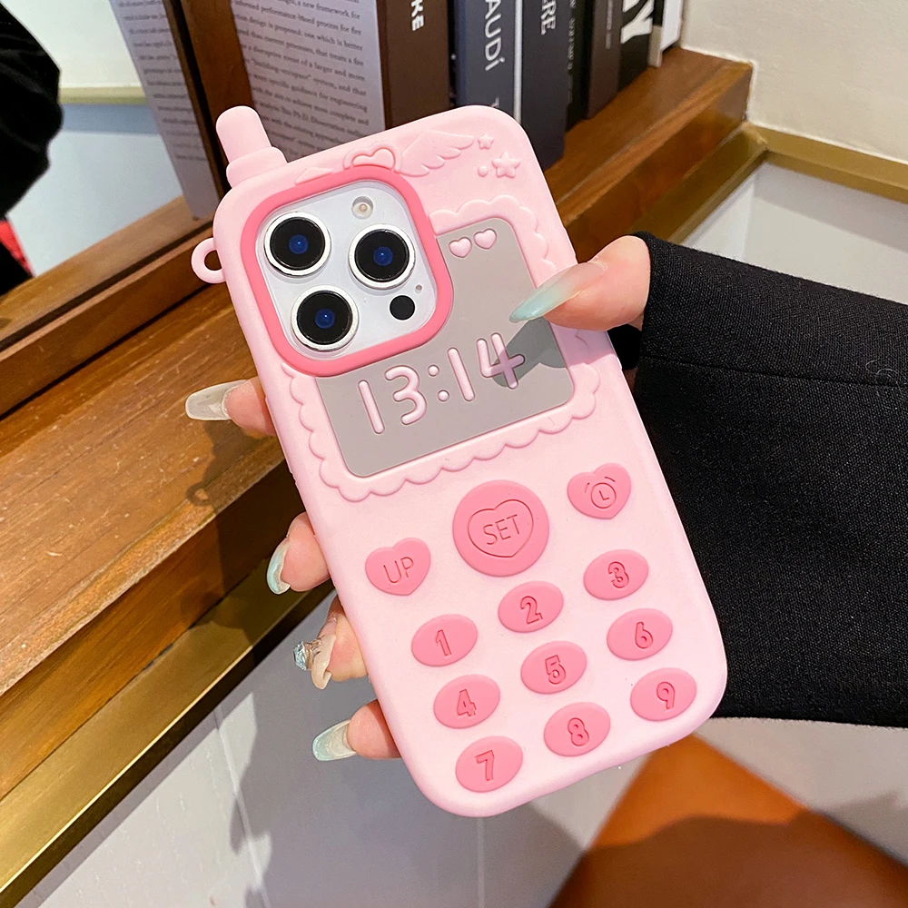 Niedliche 3D-Handyhülle im Handy-Stil für iPhone 17 16 15 14 13 12 Pro Max, Kawaii, stoßfest, weiche Silikon-Rückabdeckung – Detail 6