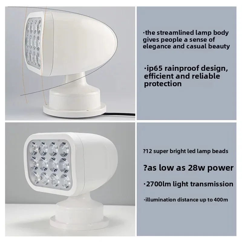 12V Wireless Marine Searchlight Remote – LED/Xenon/Halogen Spotlight for Boat, Yacht & Fishing, 360° Rotating & Energy-Saving