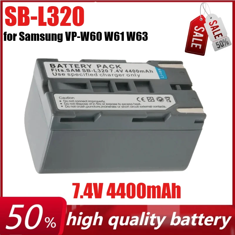 

SB-L320 7.4V 4400mAh for Samsung VP-W60 W61 W63 W97 W75 W87 W70 W71 W80 L750 L770 L900 L906 L907 L800 L850 L870 Camera + Charger