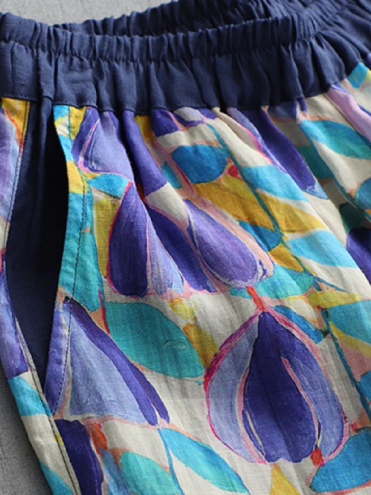 Calça feminina casual de perna larga, tamanho grande, corte reto, estampa de linho, cintura alta, emagrecimento, multifuncional, verão, sazonal, faion