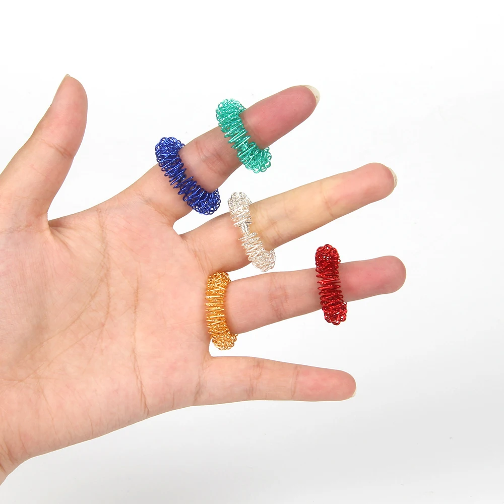 20Pcs Mini Spring Finger Ring Decompression Finger Massager Stress Relief Toy Relax Hand Massage Tool Kids Favor Fun. Toys