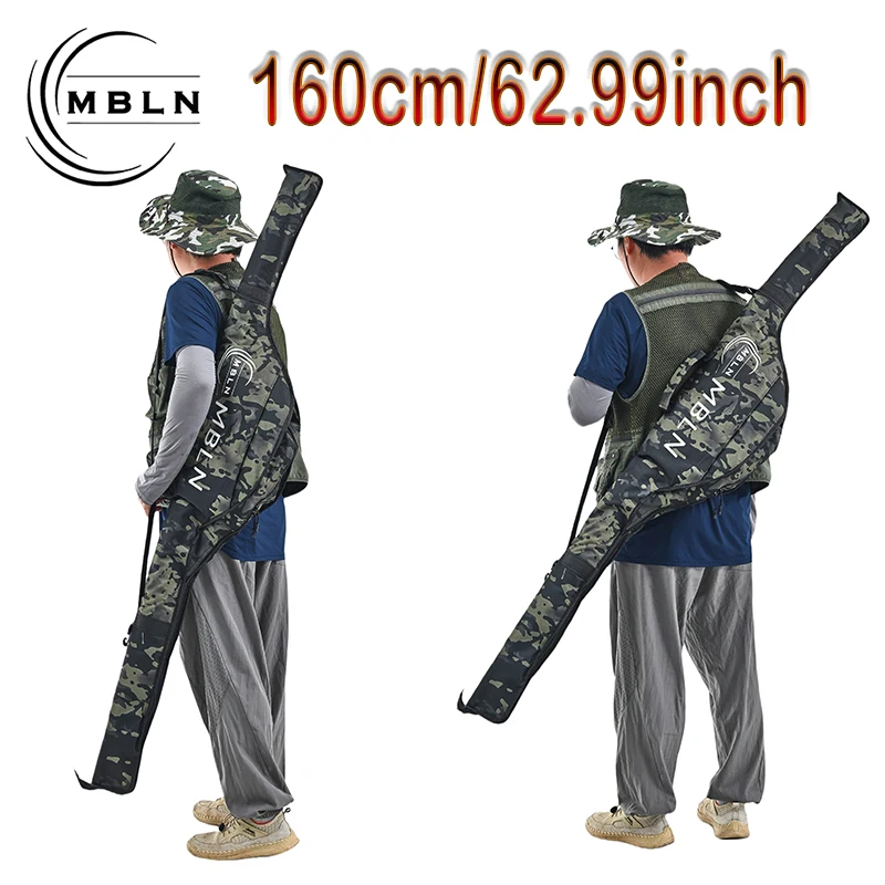 1PC Foldable Fishing Rod Bag Large Capacity, Shoulder & Hand Carry, Metal Zipper, Durable Fabric Case