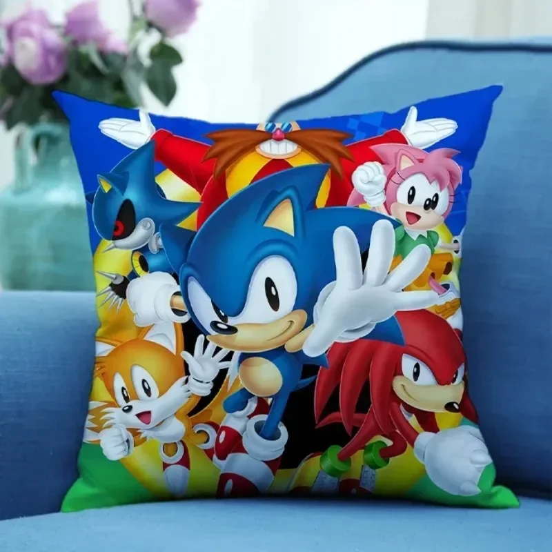 

Sonic Pillowcase Soft Peach Skin Velvet Pillowslip Living Room Bedroom Anime Cartoon Home Party Funny Decoration Birthday Gift