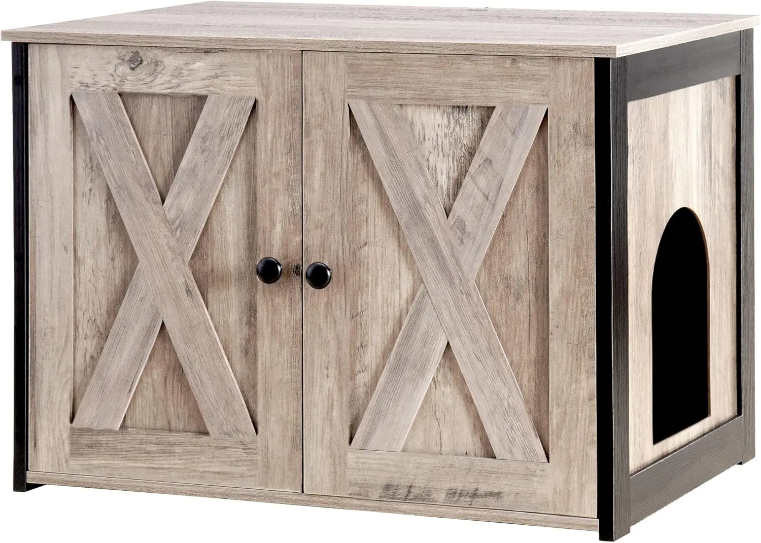 

Двусторонний кошачий туалет-бокс, деревянная мебель со скрытым дизайном, цвет серо-бежевый, 27,6 дюймов