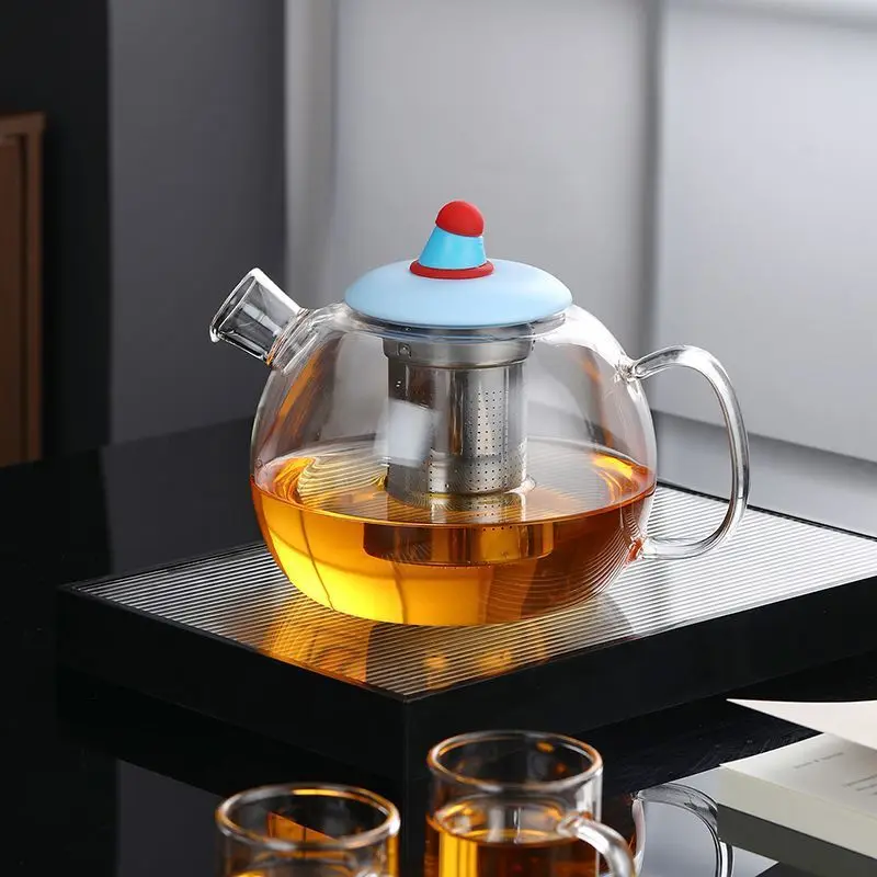 Stylish Snowman-Style Glass Teapot with Built-in Strainer – Heatproof, Large Volume, Ideal for Daily Tea Drinking & Gift Giving