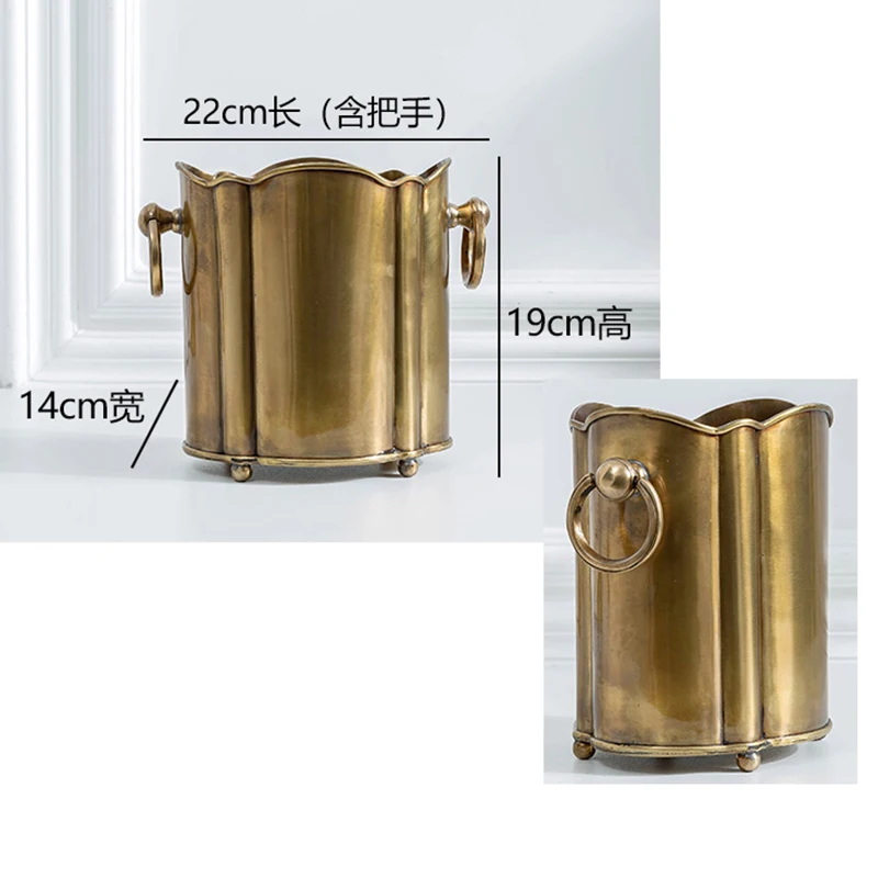 American Brass Restaurant Decorations Red Wine Champagne Ice Bucket Vintage Flower Bucket Vase Flower Ware