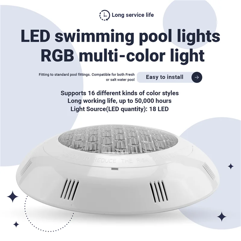 ABBN-7 цветов 24 В 18 Вт светодиодный RGB подводный бассейн яркий свет/дистанционное управление