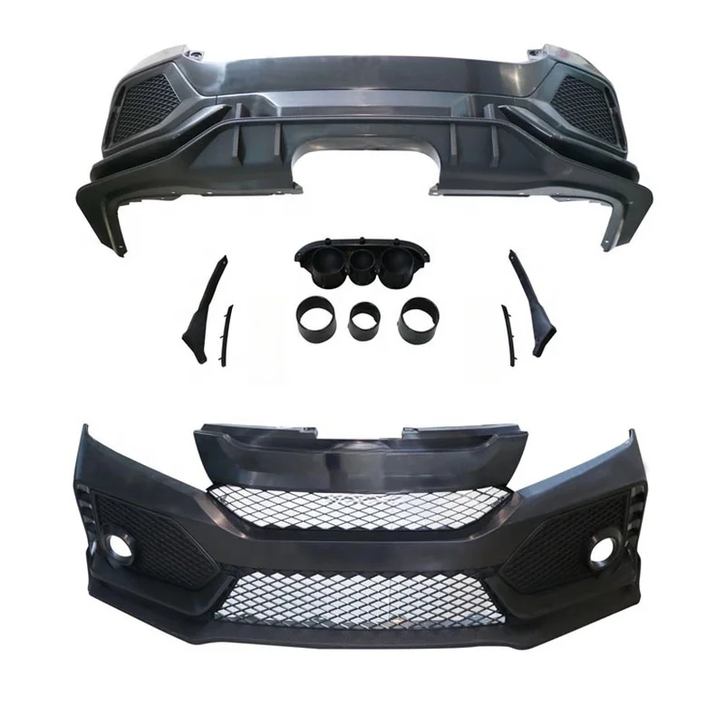 High Quality Type R Style Upgrade Body Kit Front Rear Bumper Grille Tail Pipes Tuning Parts For CITY 2015-2019