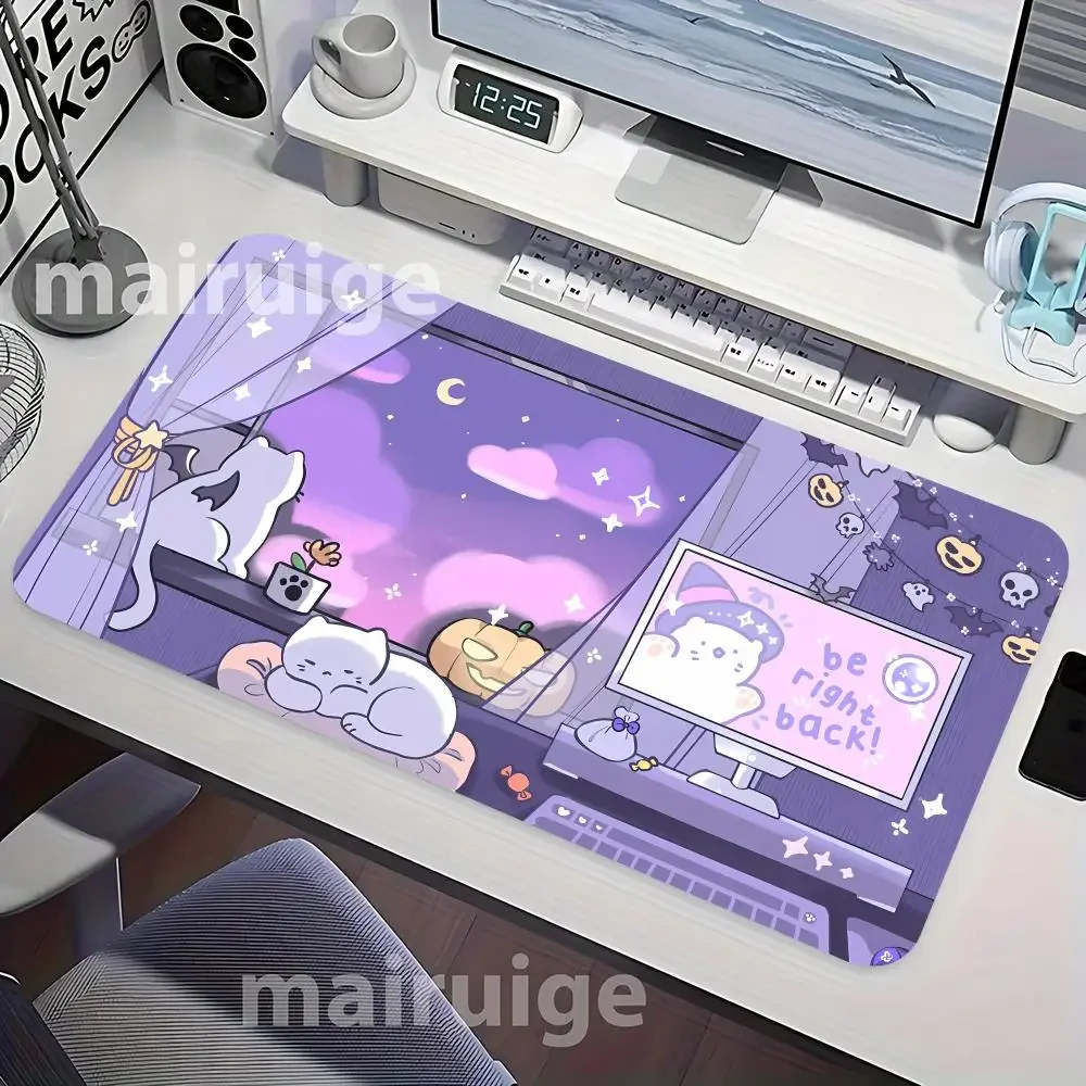 

Romantic Purple Mouse Pad Large Computer Office Game Table Mat XXL Rubber Anti-slip Stitched Edge Keyboard Mats Long Desk Pads