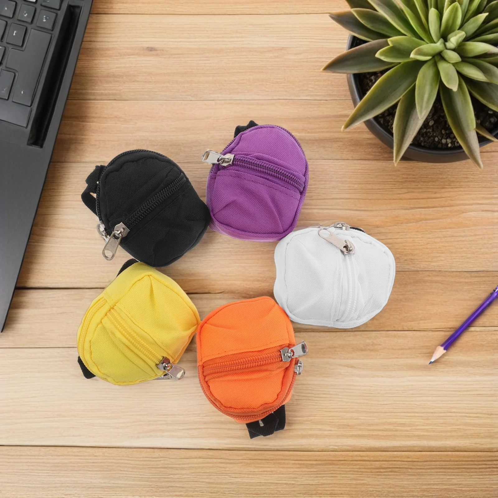 

5Pcs Mini Backpack Keychain Dual Zipper Coin Purse Compact Change Holder Travel Card Holder Small Zipper Pouch for Women