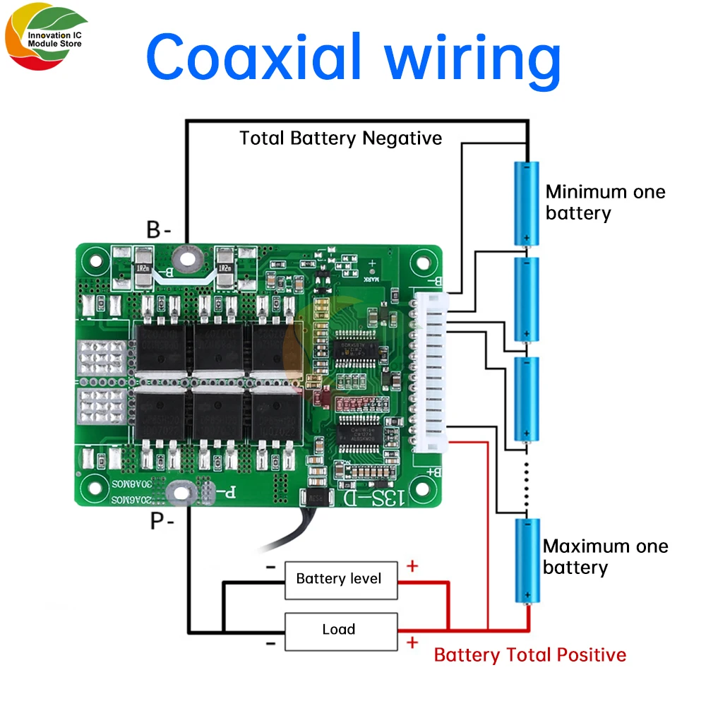 BMS 13S 48V 20A30A Same Port 18650 Lithium Battery Protection Board With Equalization And Temperature Protection For E-bike