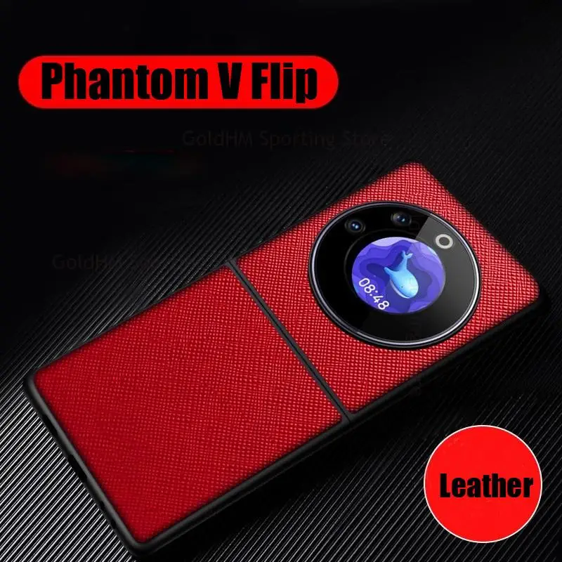 

Case For Tecno Phantom V Flip 5G Cross Leather Shockproof Phone Cover For Phantom V Flip 5G AD11 Full PC Protective Cover Fundas
