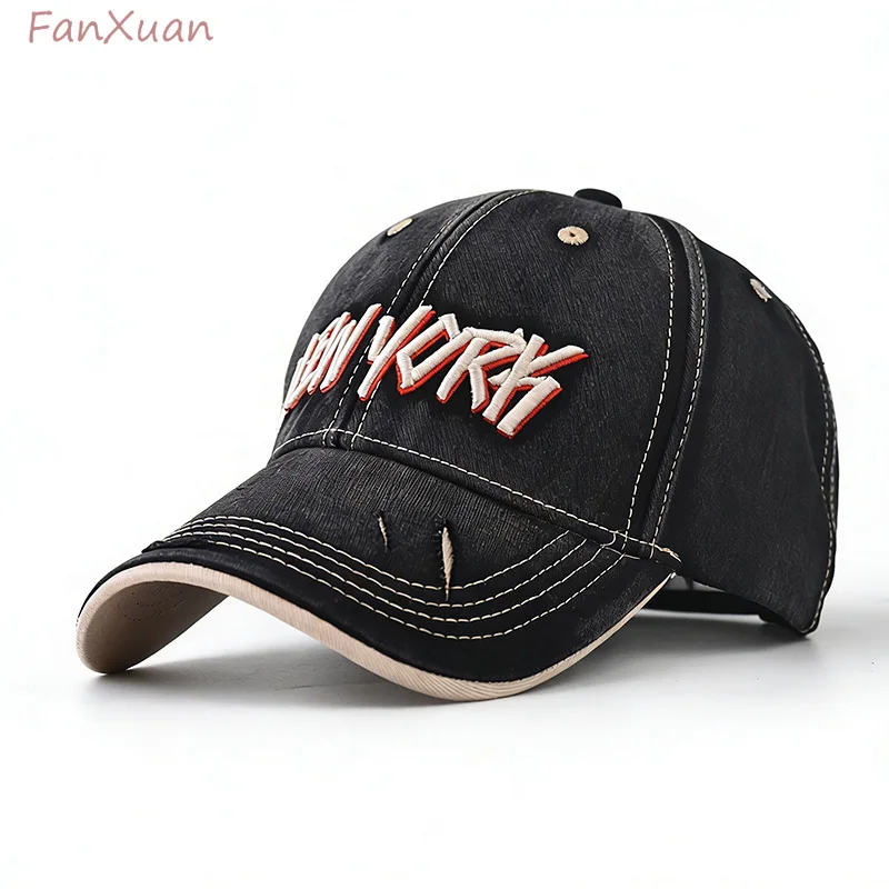 

Модная бейсболка для мужчин с вышивкой буквами NEW YORK, винтажная кепка с толстым козырьком для мужчин и женщин.