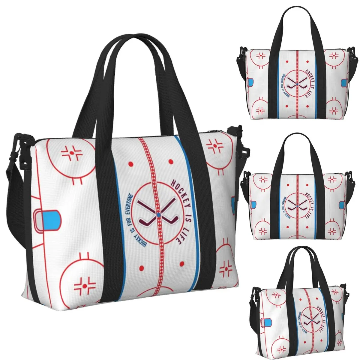 

Custom Hockey Is Life Rink Beach Travel Bag Large Capacity Tote Bags for Gym Yoga Women Shopping Duffle Shoulder Bag