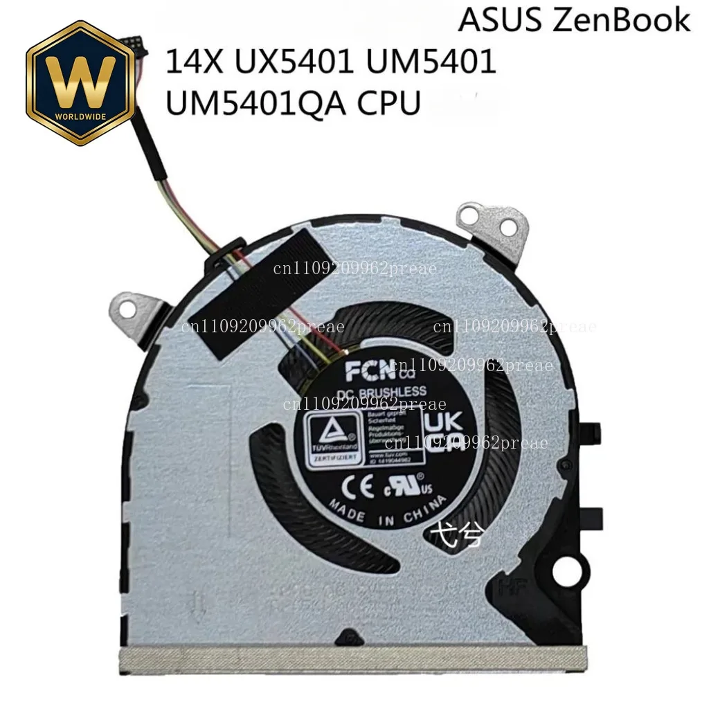 S Original Laptop CPU Cooling Fan For Asus ZenBook 14X UX5401 UM5401 UM5401QA - FNQG DFS5K12304363L 13NB0UR0M09121 DC5V 0.5A