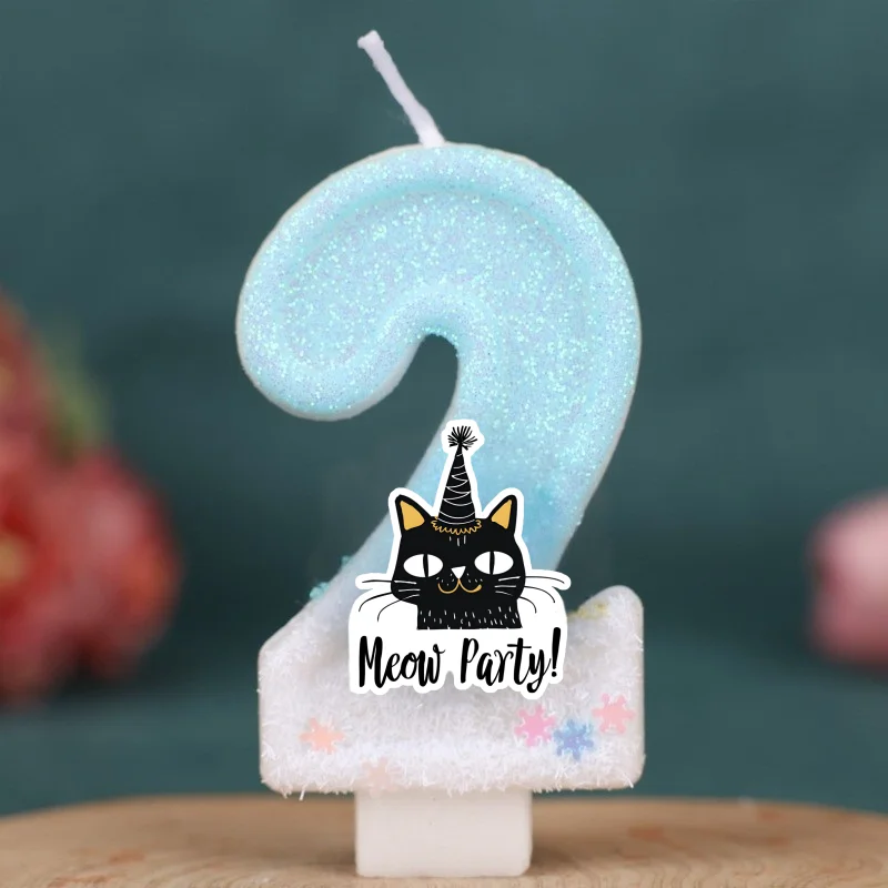 strange Black Cat Digital Candle Number 0-9 Kids Birthday Cake Decoration Supplies Cartoon Anime Party Accessories Supplies