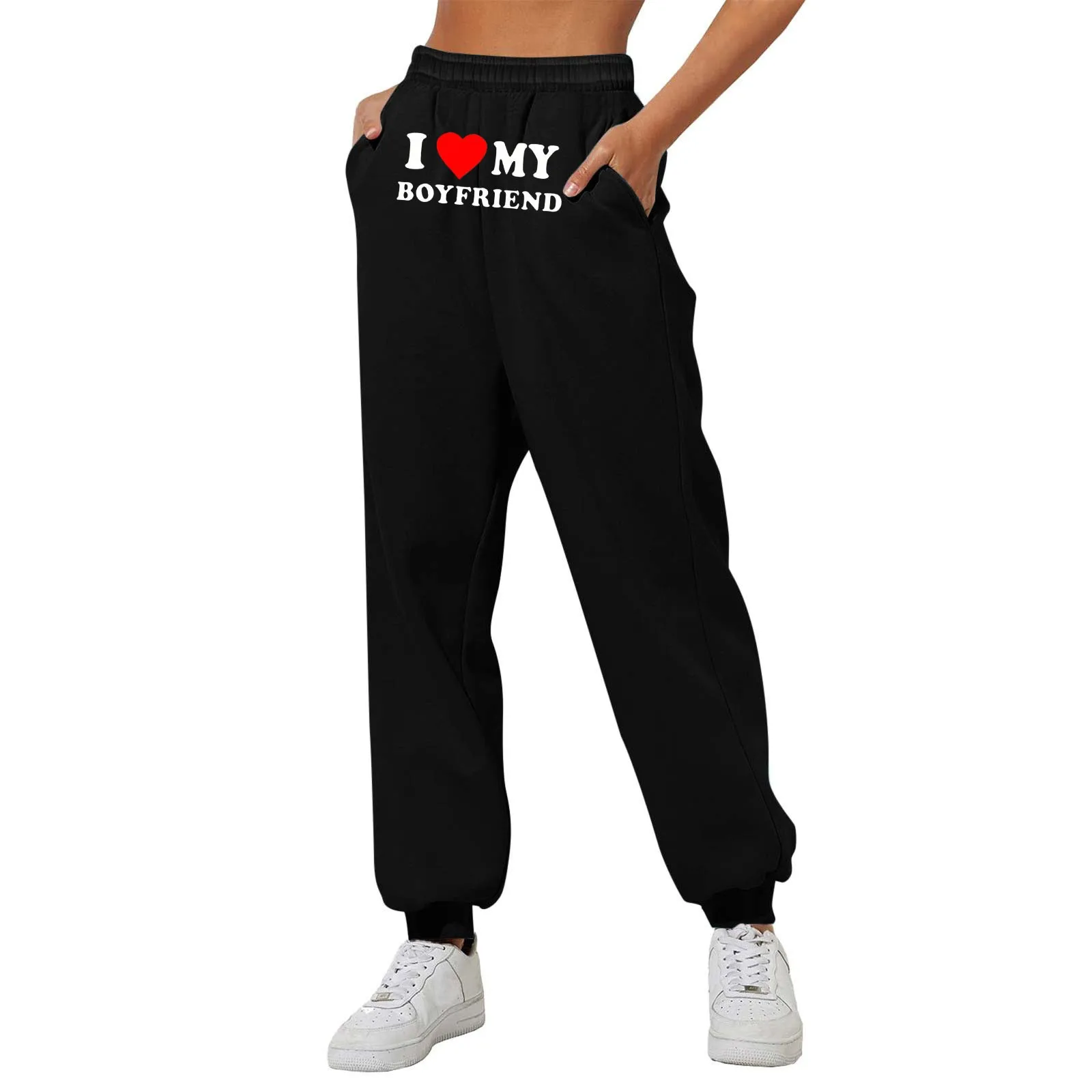 

Women’S Sweatpants Fleece Lined Valentine'S Day Pants Love My Boyfriend Print Bottom Sweatpants Joggers Pants High Waisted Pants