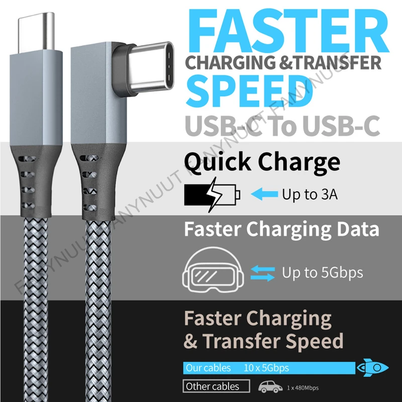 VR Link Cable for Quest 2 Headset VR Pico Steam VR USB3.2 Gen1 High Speed 5Gbps 5m 6m Charging Cable 60W USB C VR Link Cable