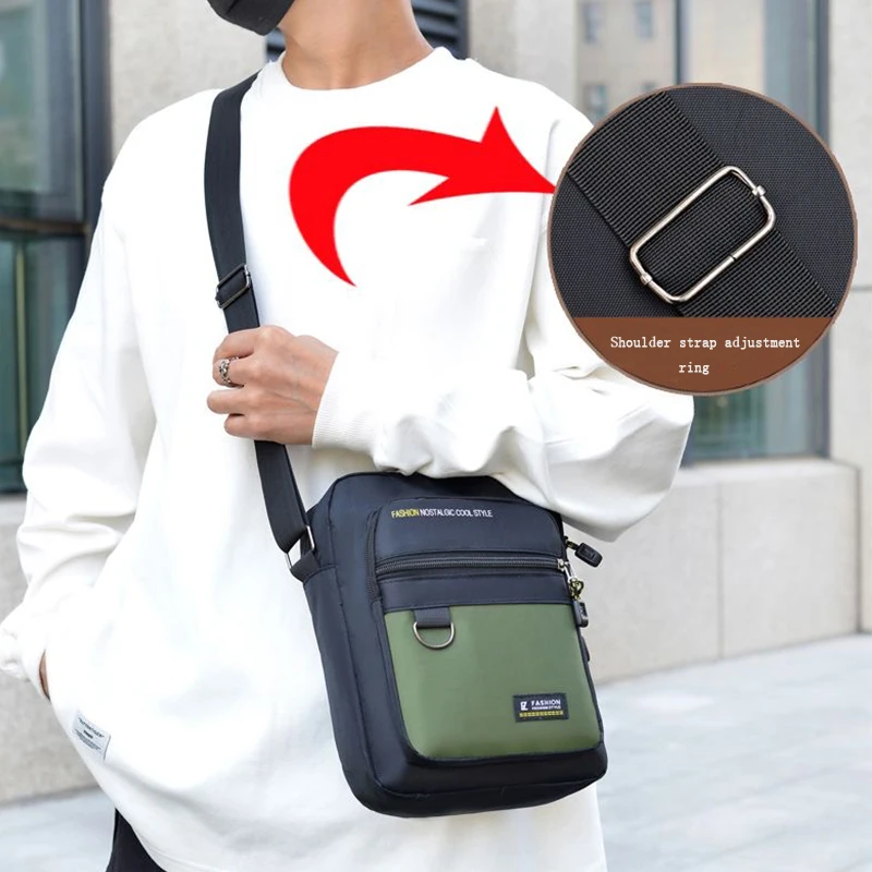 

Men's rectangular crossbody bag made of Oxford fabric, suitable for single shoulder carrying and used for business trips.