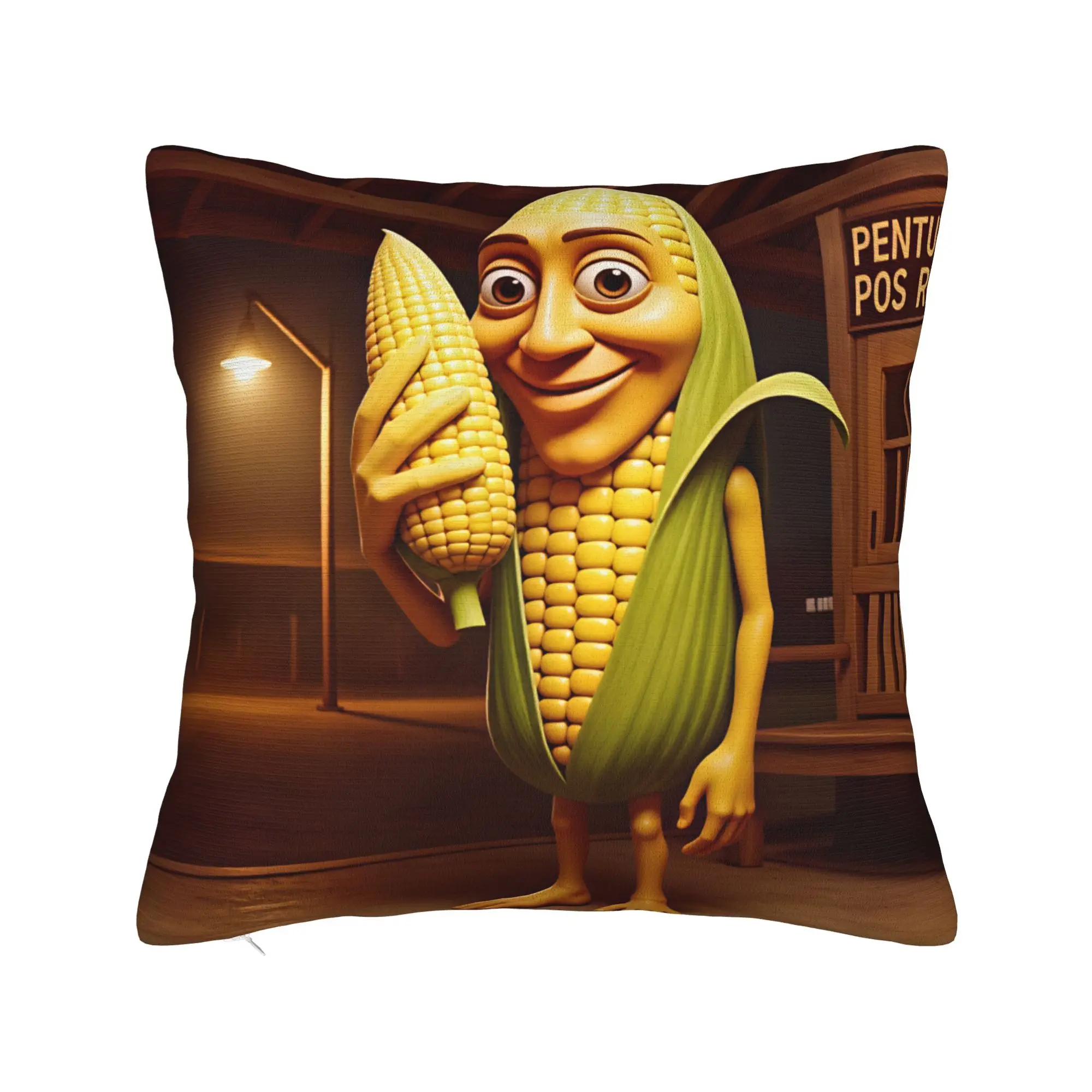 Pillow Cover Funny Corn Tung Tung Sahur Meme  Funny Pillow Case For Living Room Sofa Pillowcases