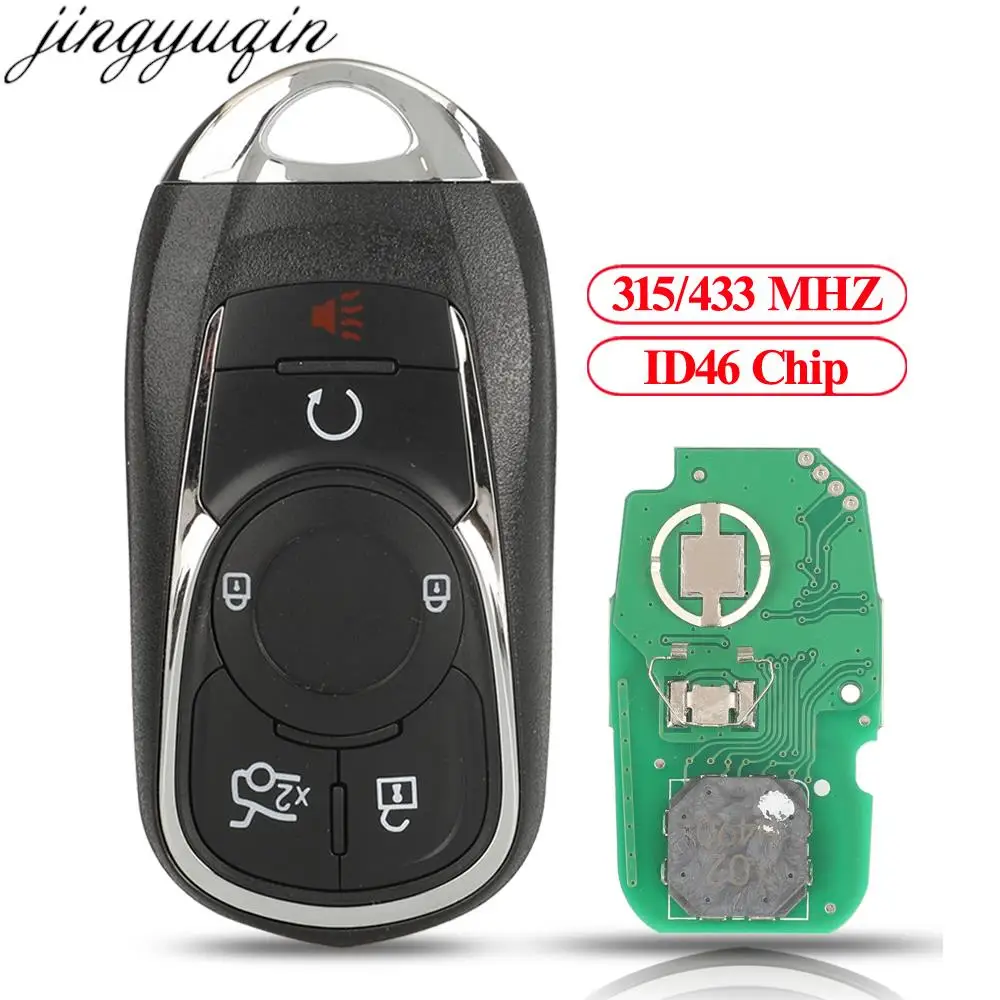 

Jingyuqin 5Button Start Remote Car Key Alarm 315/433MHZ ID46 Chip For Buick ENVISION Smart Keyless Entry Replacement