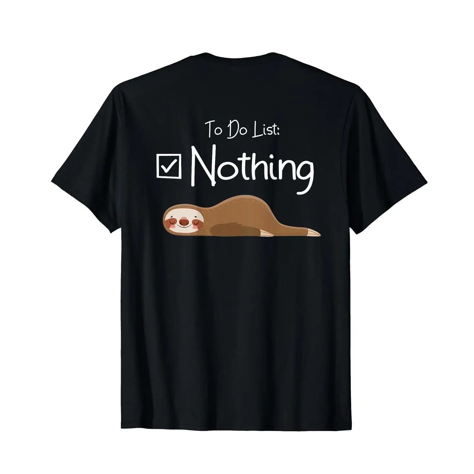 Backprint To do list Nothing funny and cute sloth T shirt vintage Washed Unisex graphic designer clothes streetwear Stylish