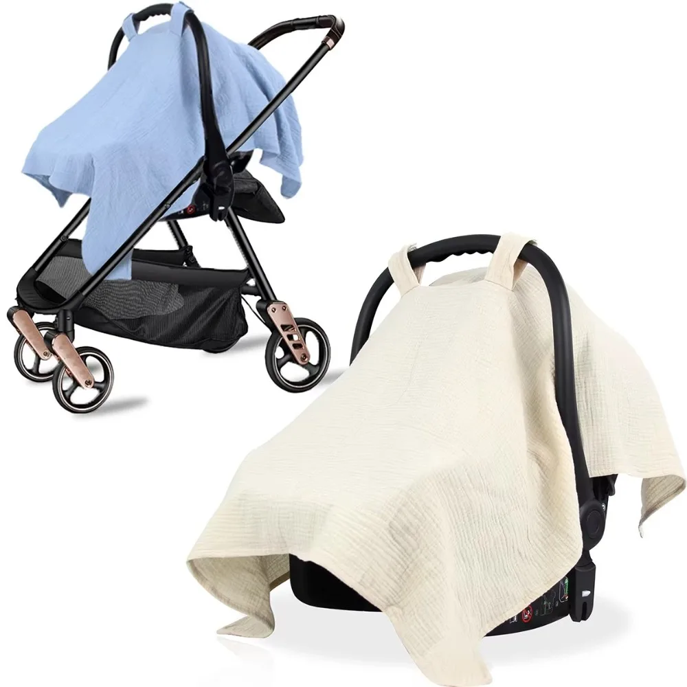 Baumwolle Kinderwagen Abdeckung Sonnenschirm Gaze Baby Sicherheit Sitz Abdeckung Baby Kinderwagen Zubehör Wagen Volle Abdeckung Baby Korb Abdeckung Baby
