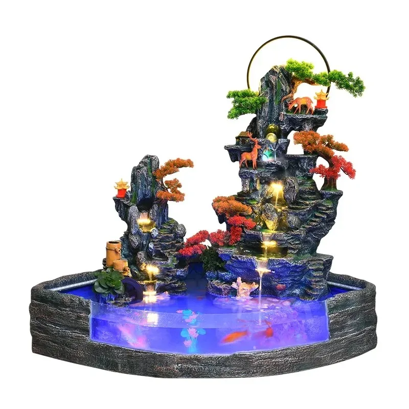 Indoor Rockery, Flowing Water Fountain, Living Room, Entrance, Fish Pond, Feng Shui Wheel, Courtyard, Office, Lucky Decoration,
