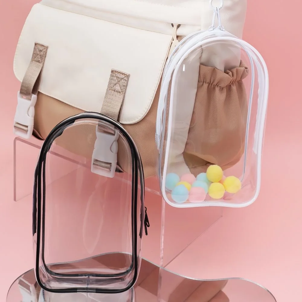 Image of Bunte transparente Schutzhülle, Organizer-Box für 15–17 cm große Puppen, Outdoor-Display-Tasche mit Schlüsselanhänger, Puppenzubehör