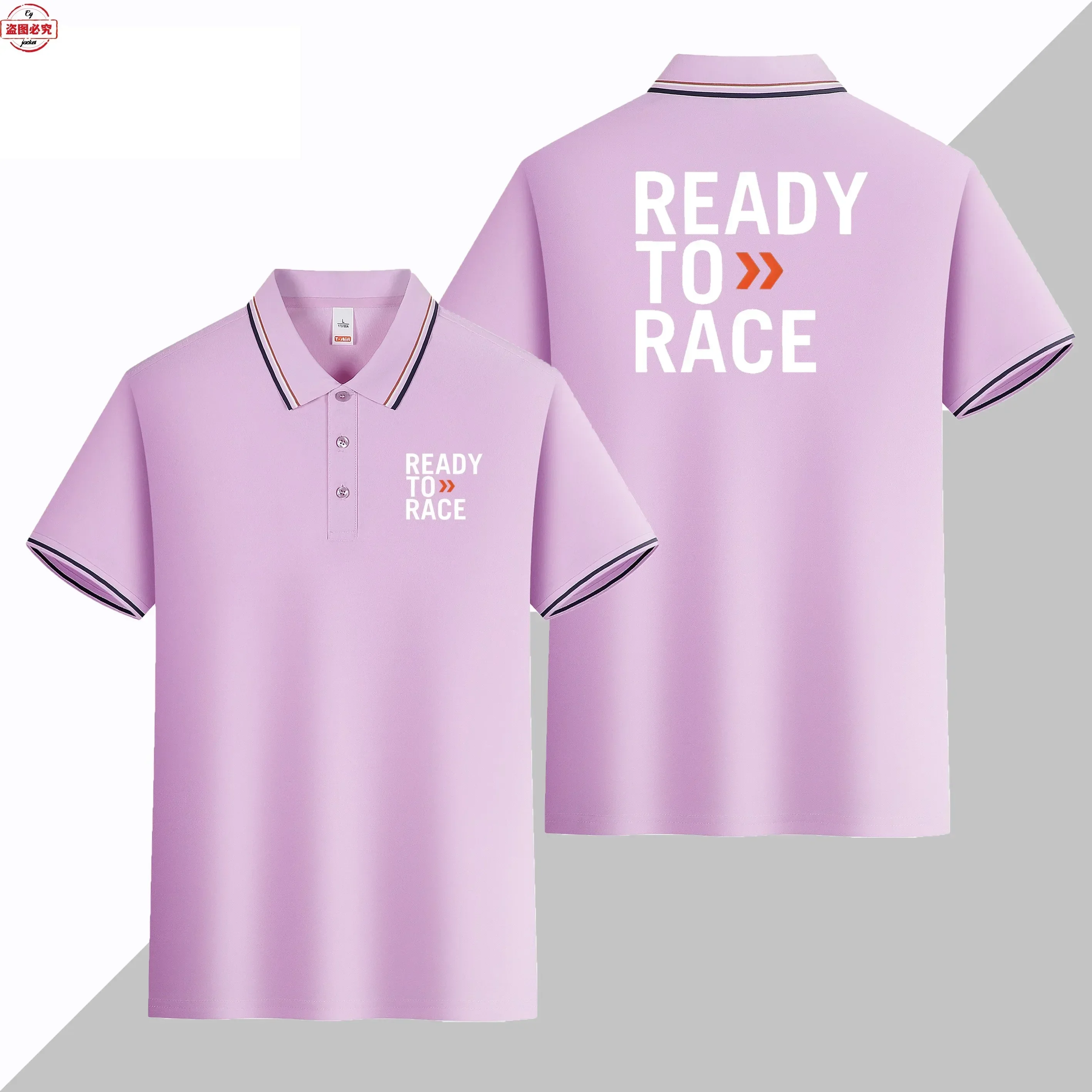 Ready To Race Motorcycle Logo Printed Short Sleeved Business Casual T-shirt, Lapel Polo Shirt, Off-road Endurance Cycling Suit